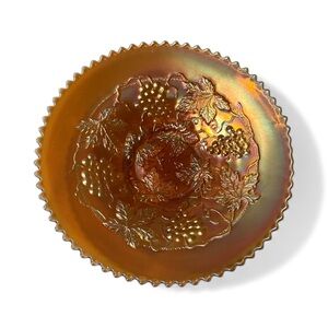 Antique Northwood Marigold Carnival Glass "Grape & Cable" 9" Bowl EUC